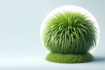 Round green shrub plant. Space for text.