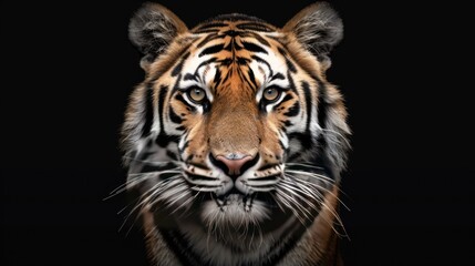 close up Tiger with a black background