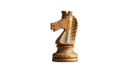 The black knight chess piece isolated on a transparent background.