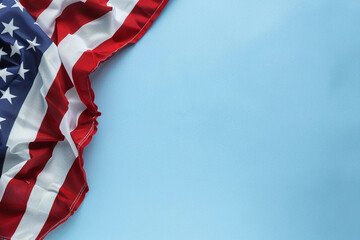 Obraz premium Light blue backdrop featuring an American flag Memorial Day tribute.