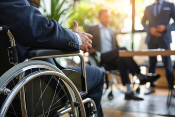 Fototapeta premium A disabled businessman in a wheelchair, Disability benefits