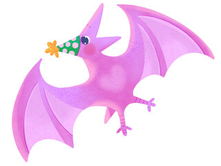 pterodactyl with birthday hat cartoon png © Nicole Almendrada