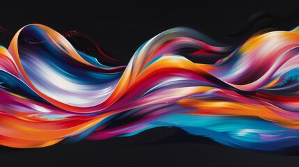 Vibrant Digital Abstract Wave Art on Dark Background