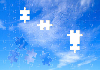 ジグソーパズル調　空　雲　イメージ素材