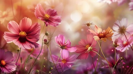 the beautiful flowers pink with background artificial intelligence