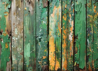 green Old Wooden Fence 