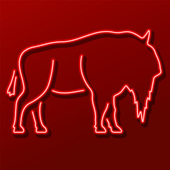 buffalo neon sign, modern glowing banner design, colorful modern design trend. Vector illustration.