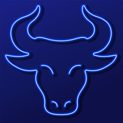 bull neon sign, modern glowing banner design, colorful modern design trend. Vector illustration.