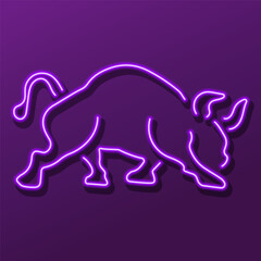 bull neon sign, modern glowing banner design, colorful modern design trend. Vector illustration.