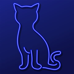 cat neon sign, modern glowing banner design, colorful modern design trend. Vector illustration.