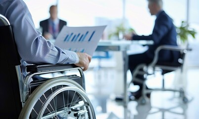 Fototapeta premium A disabled businessman in a wheelchair, Disability benefits