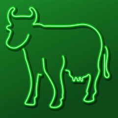 cow neon sign, modern glowing banner design, colorful modern design trend. Vector illustration.