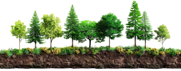 Afforestation and Reforestation cut out transparent isolated on white background ,PNG file ,artwork graphic design.