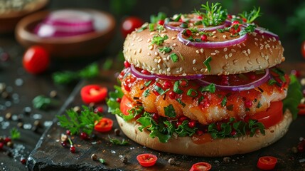 Photo of a burger sandwich