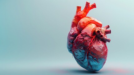 abstract minimalist 3D heart, exaggerated proportions, vibrant c