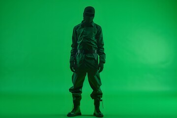 Fototapeta premium 3D illustration of cyberpunk character on green screen. cyborg, humanoid, robot.