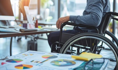 Fototapeta premium A disabled businessman in a wheelchair, Disability benefits