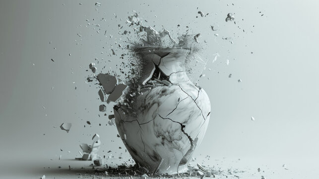 Mesmerizing reversal of broken vase pieces coming together in a seamless dance of restoration.