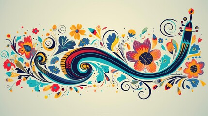 Bohemian music flat design side view folk sounds theme cartoon drawing Tetradic color scheme