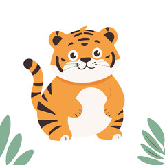 Vector illustration of a cute Tiger for kids books