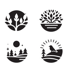 vector set of nature logo silhouettes