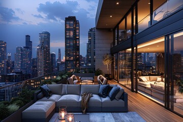 Outdoor Spaces: Rooftop Terrace with Panoramic Views of the City Skyline