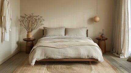 Minimalist bedroom with bed