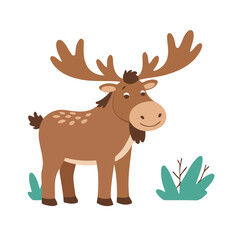 Cute vector illustration of a Moose for toddlers