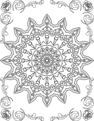 Printable Mandala Coloring Page for Adults. Educational Resources for School for Kids. Adults Coloring Book. Mandala Coloring Activity Worksheet.