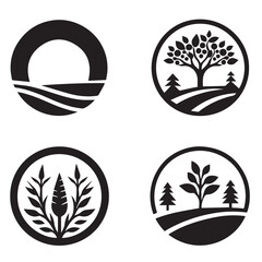 vector set of nature logo silhouettes