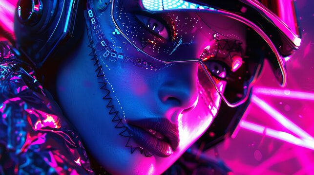 Eye-level angle capturing electrifying Scifi Fashion Trends