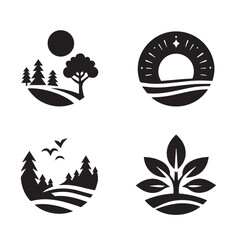 vector set of nature logo silhouettes