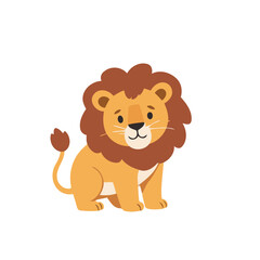 Cute vector illustration of a Lion for children story book