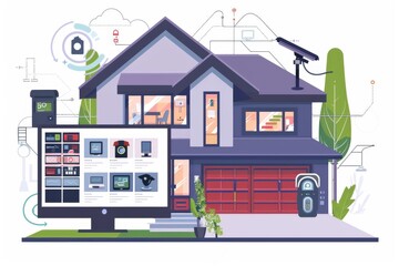Naklejka premium Cameras for 4K alarm integration provide smartphone access and protective surveillance operations in control-connected environments.