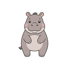 Naklejka premium Vector illustration of a delightful Hippo for early readers' enjoyment