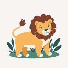 Obraz premium Cute vector illustration of a Lion for toddlers story books