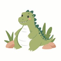 Cute vector illustration of a Dino for kids books