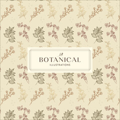 Fototapeta premium Elegance White Broken White Hand drawn mono-line floral botanical flower background design