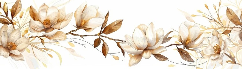An elegant gold blossom flowers illustration suitable for fabric