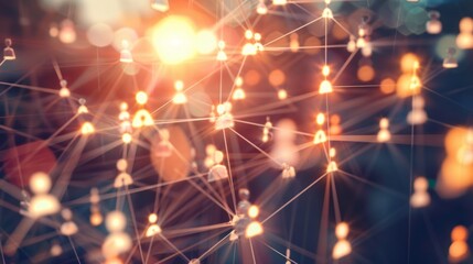 Obraz premium a team connection and social network symbol on a blurry background