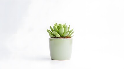 Succulent houseplants Home decor concept. isolated on white background. Small Plant on home office desk Decorative.  side view. copy space. 