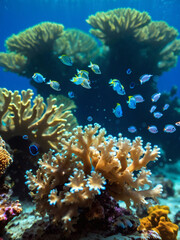 Marine Marvel, Seabed Alive with Coral Beauty Creating Stunning Underwater Background.