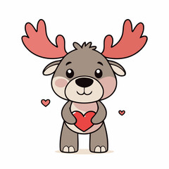 Cute vector illustration of a Moose for children book