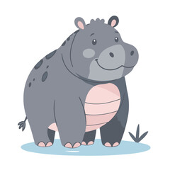 Cute Hippo for early readers' adventure books vector illustration