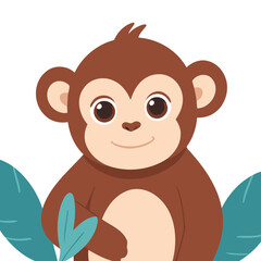 Obraz premium Cute vector illustration of a Monkey for toddlers