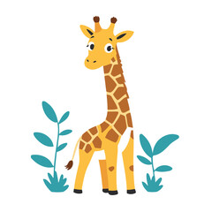 Vector illustration of a charming Giraffe for toddlers' learning adventures