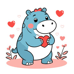 Cute vector illustration of a Hippo for children's bedtime stories