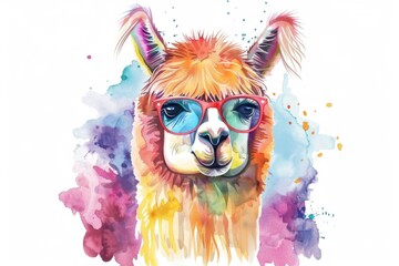 Fototapeta premium A llama wearing stylish sunglasses, perfect for summer vibes