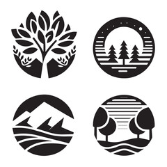vector set of nature logo silhouettes