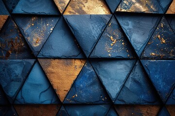 blue with golden triangle abstract background